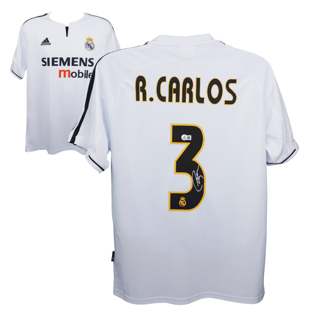 Roberto Carlos Signed Real Madrid Soccer Jersey #3 with Beckett Witness